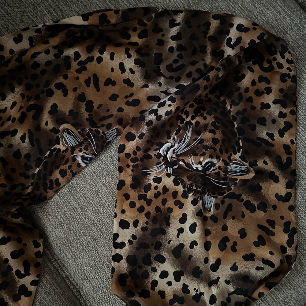Vintage Bernie of New York | Painted On leopard print Silk scarf 10.5 X 57